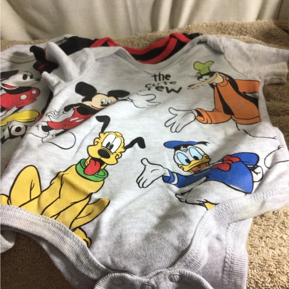 Disney Mickey Mouse Bodysuit Trio — Gray, Black, Red